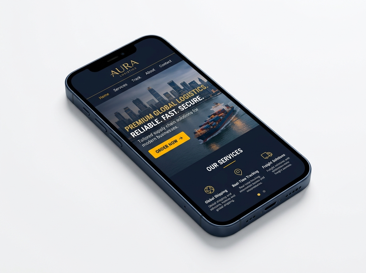 Business website prototype mockup on mobile